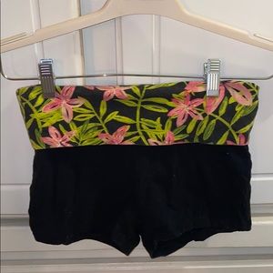 Tropical fold over yoga shorts